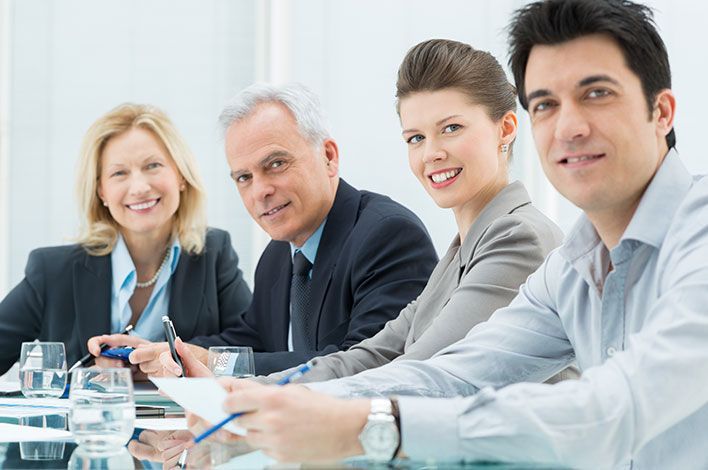 Business team analyzing financial data